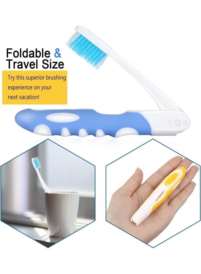 4 Pack Foldable Travel Toothbrushes, Portable Toothbrush Kit, Collapsible Toothbrush with Charcoal Bristles, Soft Toothbrush for Camping Hiking Travel, Compact Oral Care Essentials for Men Women Kids - Image 3